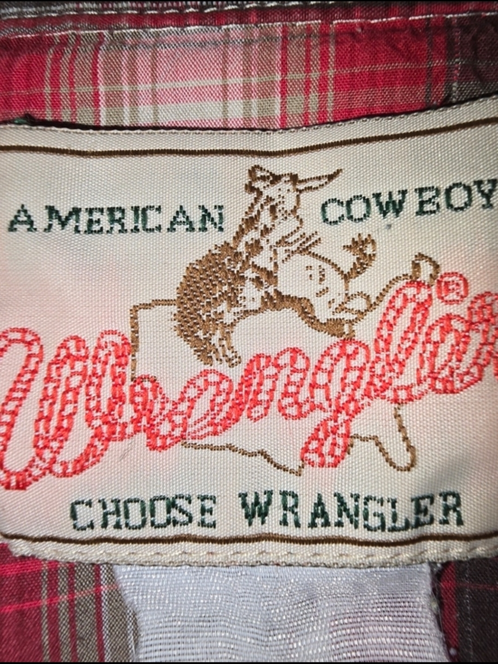 Mens Wrangler Red Plaid Western Pearl Snap Shirt - Picture 3 of 3
